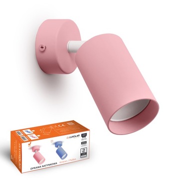 Lampa Ścienna Kinkiet Plafon Tuba Metal SPOT LED GU10 Róż Ruchoma Halogen