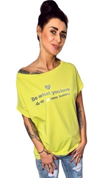 By o la la t-shirt bluzka DO WHAT YOU LOVE neon S