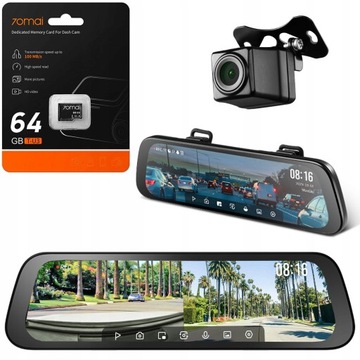70mai S500 Wideorejestrator lusterko + samochodowa kamera cofania + 64GB