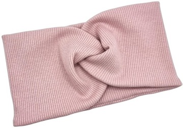 Opaska szeroka przeplatana na uszy jasny brudny róż 40-48 cm