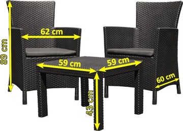 КОМПЛЕКТ САДОВОЙ МЕБЕЛИ ROSARIO ДЛЯ БАЛКОНА ИЗ ТЕХНОРОТАТА.