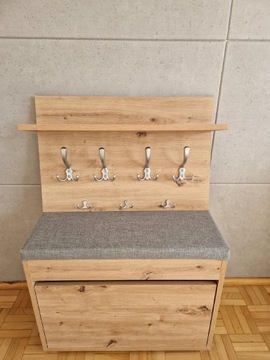 ШКАФ ДЛЯ ОБУВИ С ВЕШАЛКОЙ ПУФ ДЛЯ ХРАНЕНИЯ С СИДЕНЬЕМ, ДУБ ARTISAN