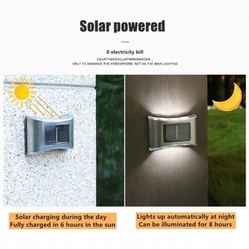 LAMPKI SOLARNE ŚCIENNA KINKIET OGRODOWE LED 4 SZT