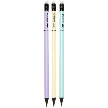 КАРАНДАШ ТРЕУГОЛЬНЫЙ KIDEA С ЛАСТИКОЙ ПРЕМИУМ пастель x3