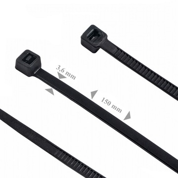 ЗАЖИМЫ ДЛЯ КАБЕЛЯ, ЧЕРНЫЕ, 3,6Х150ММ, 50 ШТ.