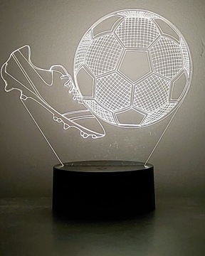 LAMPKA NOCNA PIŁKA NOŻNA 3D LED KOLORY RGB + PILOT