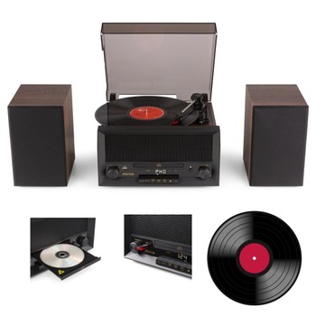 Gramofon głośniki Wieża BT CD USB nagrywarka+winyl