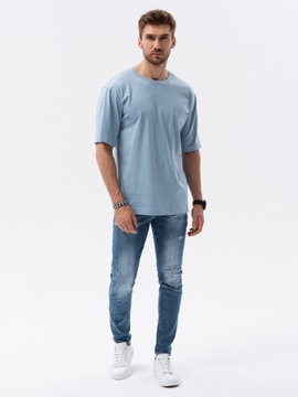 T-shirt męski bawełniany OVERSIZE S1628 nieb XL