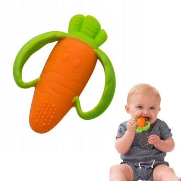 GRYZAK DLA DZIECI GRZECHOTKA MARCHEWKA SILIKON PLASTIK UCHWYTY