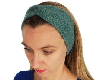 Opaska na Uszy Głowę Zimowa TURBAN Damska Przeplatana Węzeł Szeroka Gruba