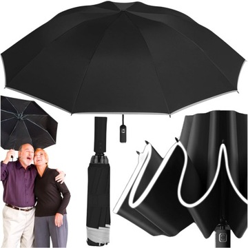 Składany Parasol masywny parasolka Automat Włókno XL duży mocny + pokrowiec