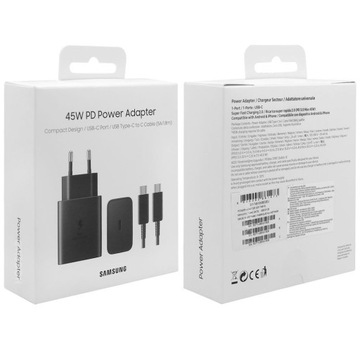 Настенное зарядное устройство Samsung PD USB-C мощностью 45 Вт + кабель длиной 1,8 м для Galaxy S24 Ultra