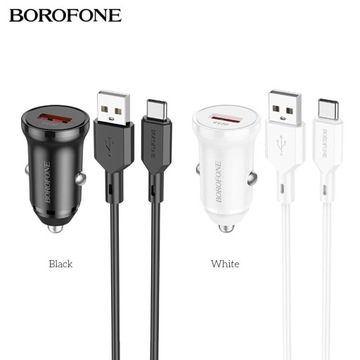 Быстрое автомобильное зарядное устройство QC3.0 3A 18W + кабель USB Type C USB-C 1M