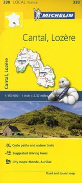 CANTAL LOZERE Francja mapa drogowa 1:150T