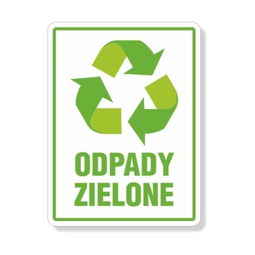 SEGREGACJA Nalepka na śmietnik ODPADY ZIELONE 15cm
