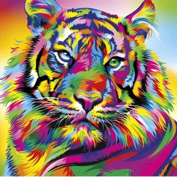 Haft diamentowy mozaika 5d TYGRYS KOLOR 30x30 cm