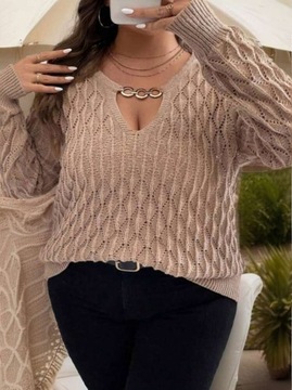 SHEIN CURVE Plus Sweter z wycięciami i łańcuszkiem 60/62