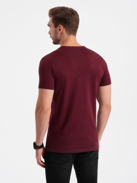T-shirt męski bawełniany z kieszonką bordowy V2 OM-TSPT-0154 M