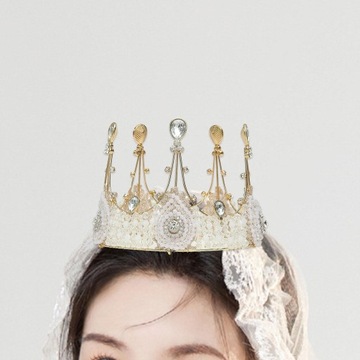 Korona ślubna Tiara Eleganckie dodatki do włosów panny młodej Urok nakrycia głowy 11cm x 8cm