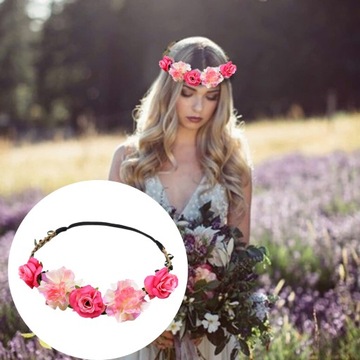 ВЕНОК ПОВЯЗКА НА ГОЛОВУ, ЦВЕТЫ, БОХО, РОЗОВЫЕ ЦВЕТЫ, МОСТ, Резинка