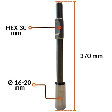 Молоток для заземляющих стержней и гвоздей fi20 HEX 30 для ударных молотков диаметром 370 мм.
