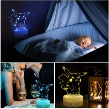 POKEMON PIKACHU NIGHT LAMP 3D LED ЛАМПА ПОДАРОК