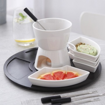Zestaw do Fondue Topienie Czekolady Porcelana Podgrzewacz Na Świeczkę