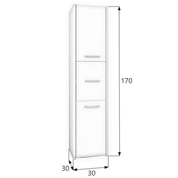 ШКАФ ДЛЯ ВАННОЙ СТОЙКА КНИЖНЫЙ ШКАФ 30см 3 ДВЕРИ БЕЛЫЙ