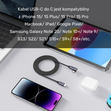 Кабель Unitek USB-C под углом 90° PD100W 5м