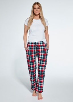 Spodnie piżamowe Cornette 690/38 S-2XL damskie XXL czerwony-kratka