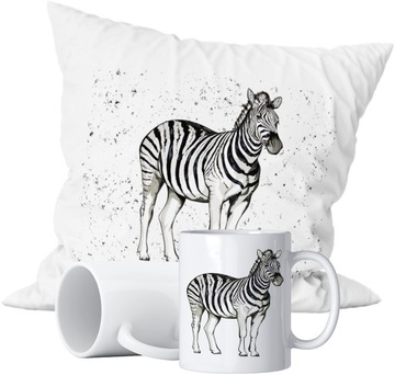 ZESTAW KUBEK+PODUSZKA ZEBRA MOTYW UPOMINEK PREZENT