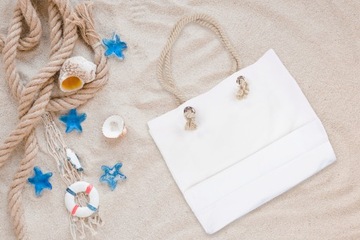 Хлопковая пляжная сумка, белая, 42х14х14х38 см, 220г