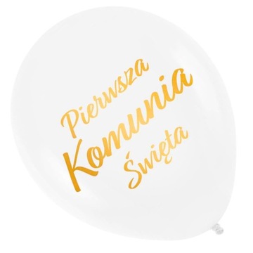 BALON KOMUNIJNY PIERWSZA KOMUNIA ŚWIĘTA BIAŁO ZŁOTY 1 szt