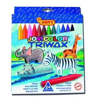 Trójkątne kredki świecowe 24 kolory Jovi