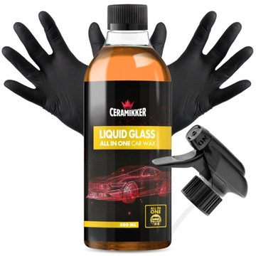 LIQUID GLASS Wosk na Mokro w Płynie Samochodowy Ceramikker Mikrofibra 2x