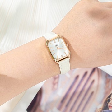 Women Watch Rectangle Dial Faux Leather Strap Quartz