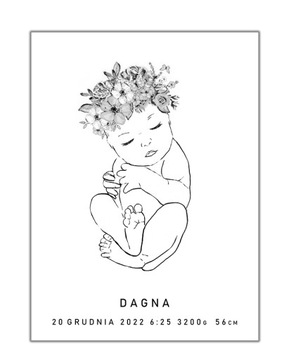 Duża metryczka minimalistyczna plakat dziecko a3