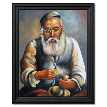 PORTRET ŻYDA Z PIENIĄŻKIEM ŻYD NA SZCZĘŚCIE OBRAZ