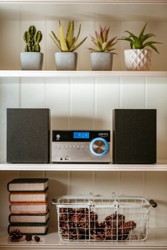 Мини-стереосистема, 2 динамика Hi-Fi, CD, USB, AUX, BLUTOOTH, FM/AM, пульт дистанционного управления X-BASS