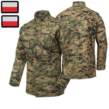 WOJSKOWA BLUZA BAWEŁNIANA MUNDUROWA TAKTYCZNA USMC MARPAT XS + 2 FLAGI PL