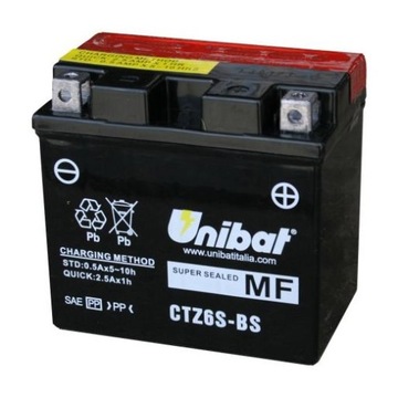 Akumulator Unibat CTZ6S-BS, YTZ6S-BS, 5AH, 90 A