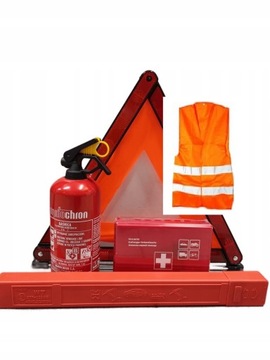 ZESTAW GAŚNICA 1KG OGNIOCHRON + TRÓJKĄT + APTECZKA + KAMIZELKA