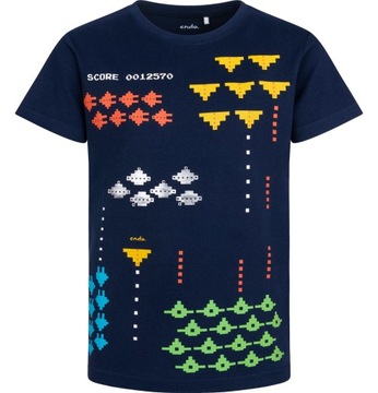 T-shirt dziecięcy chłopięcy Bawełna granatowy 158 Gamingowa Strzelanka Endo