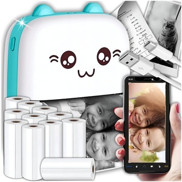 МИНИ-ТЕРМОПРИНТЕР ДЛЯ ДЕТЕЙ DRUKUS PORTABLE CAT + 11 РОЛИКОВ