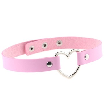 Skórzany Choker Naszyjnik Goth Serce Gotyckie