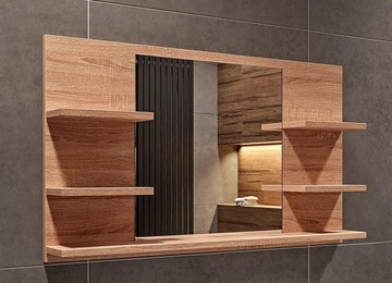 Зеркало для ванной комнаты с полками и светодиодным настенным светильником