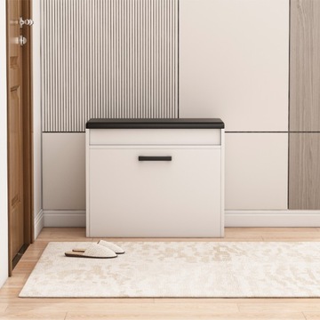 SZAFKA NA BUTY BIAŁA Z SIEDZISKIEM I SCHOWKIEM PRZEDPOKÓJ 2 PÓŁKI OTWIERANA