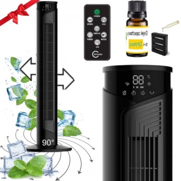 WENTYLATOR KOLUMNOWY WIATRAK PODŁOGOWY STOJĄCY JONIZACJA LED + OLEJEK Klima