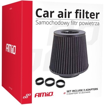 SPORTOWY FILTR POWIETRZA STOŻKOWY 3 adapter czarny