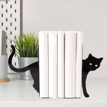 Декоративная подставка для книг с кошачьим мотивом. Украшение с черным котом. Книжный отдых для тяжеловесов
